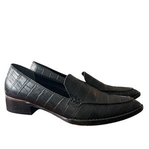 Dolce Vita Hiro Black Croc Embossed Flats Size‎ 6 Women's Pointed Toe Loafers